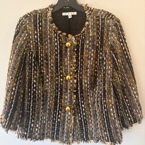 CAbi Multicolor Textured Blazer with Gold Accents